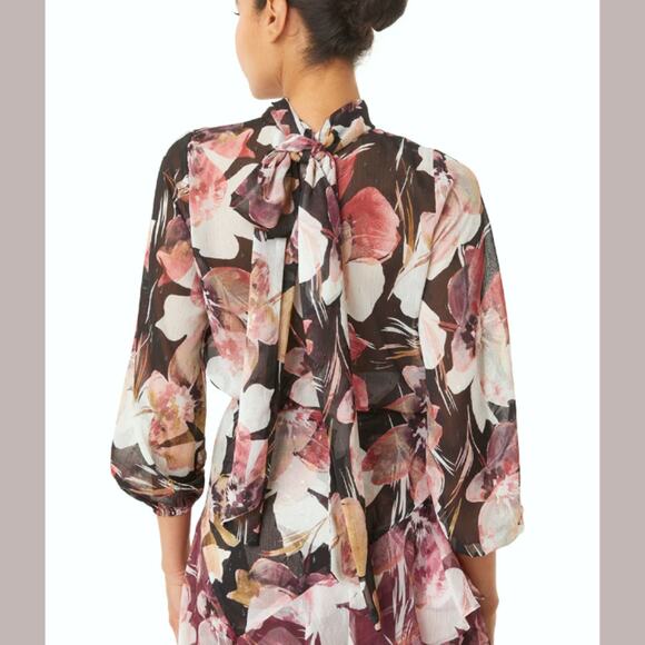 MISA Lulu High Neck Top In Flora Tropical Black XS NEW NWT! - Picture 2 of 8